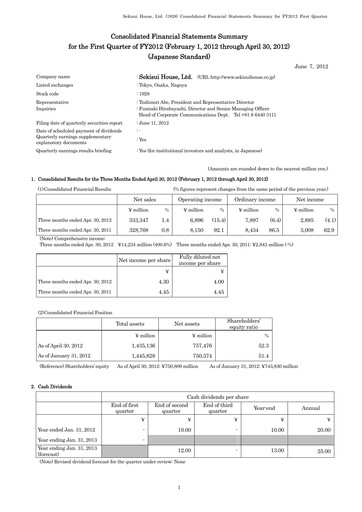Thumbnail Sekisui House
 Quarterly Report fy2012-q1