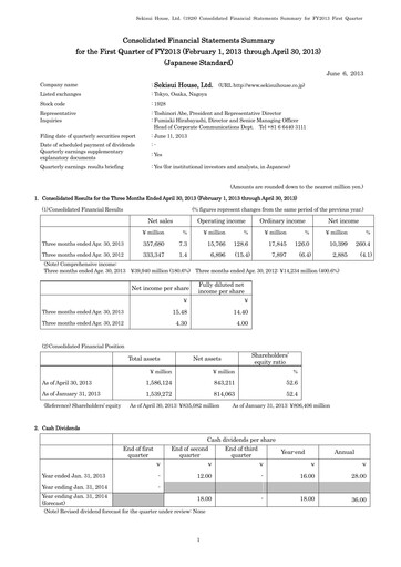 Thumbnail Sekisui House
 Quarterly Report fy2013-q1