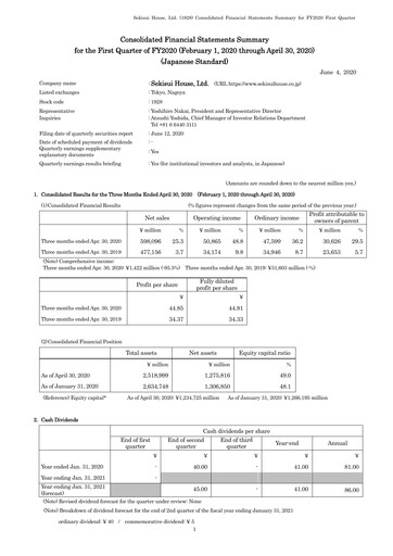 Thumbnail Sekisui House
 Quarterly Report fy2020-q1
