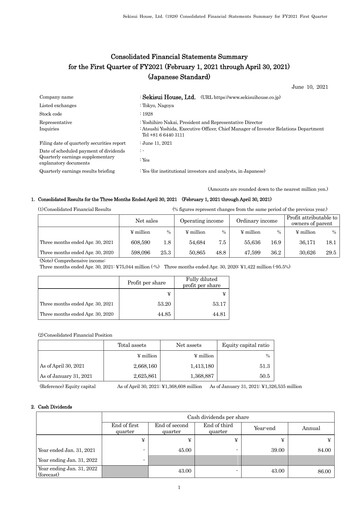 Thumbnail Sekisui House
 Quarterly Report fy2021-q1