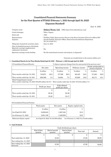 Thumbnail Sekisui House
 Quarterly Report fy2022-q1