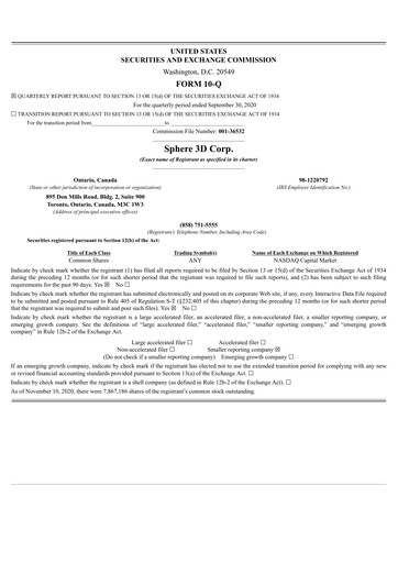 Thumbnail Sphere 3D Quarterly Report 2020-q3