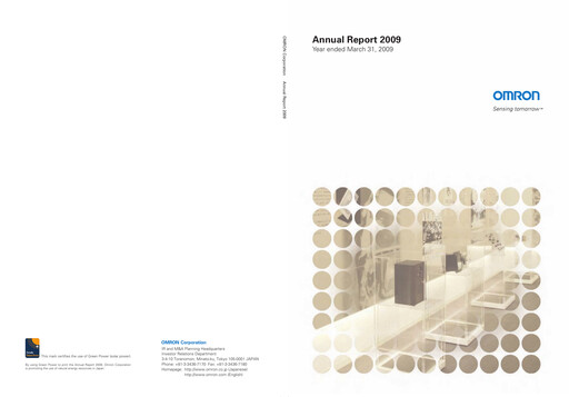 Thumbnail Omron Annual Report 2009