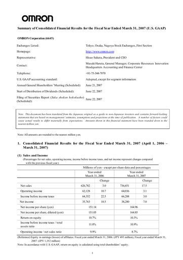 Thumbnail Omron Financial Report 2007