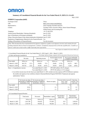 Thumbnail Omron Financial Report 2025