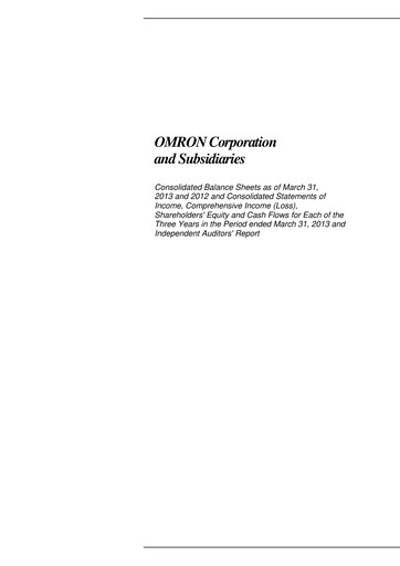 Thumbnail Omron Financial Statement 2013