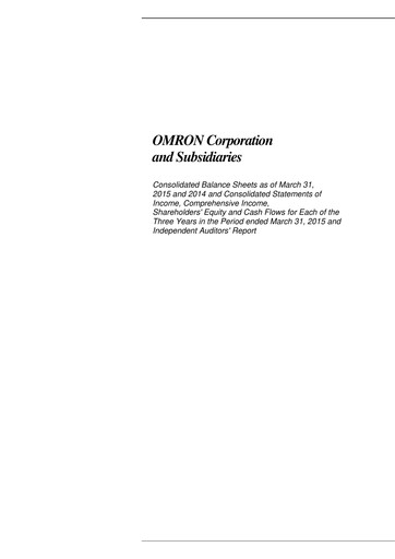 Thumbnail Omron Financial Statement 2015