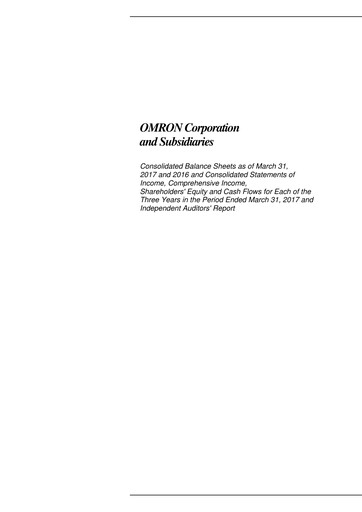 Thumbnail Omron Financial Statement 2017