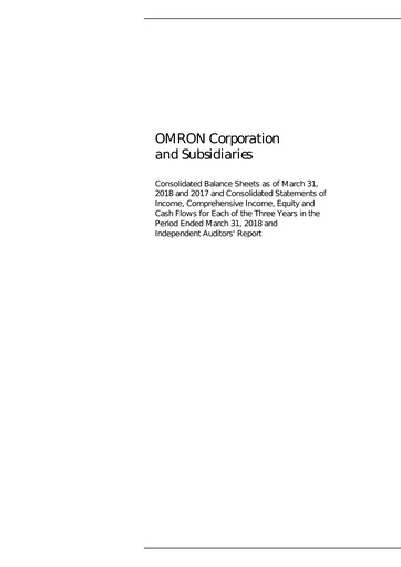 Thumbnail Omron Financial Statement 2018