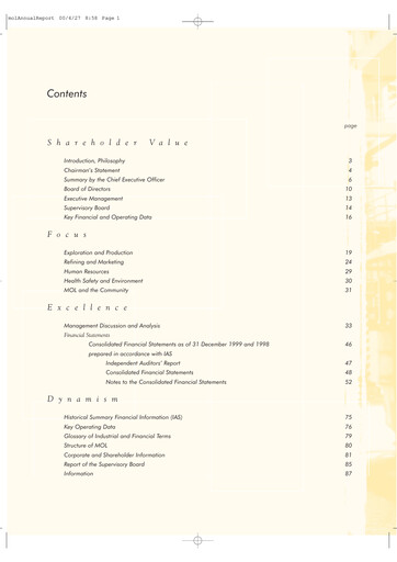 Vorschaubild MOL Group Jahresbericht 1999