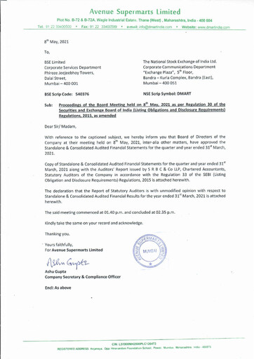 Thumbnail DMart Financial Report 2020-2021