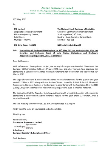 Thumbnail DMart Financial Report 2022-2023