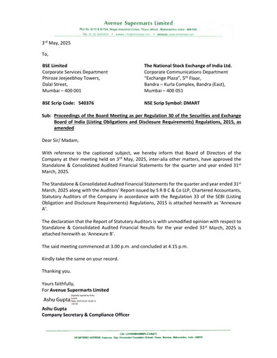 Thumbnail DMart Financial Report 2024-2025