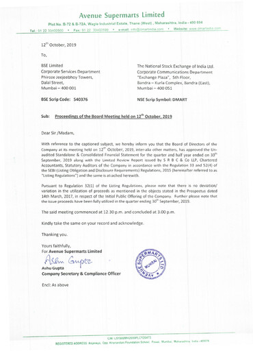 Thumbnail DMart Half-year Report 2019-h1