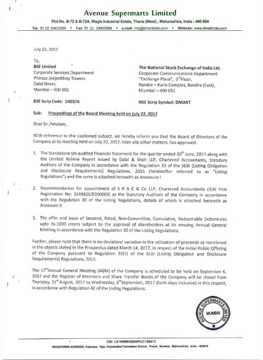 Thumbnail DMart Quarterly Report 2017-q1