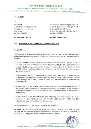 Thumbnail DMart Quarterly Report 2020-q1