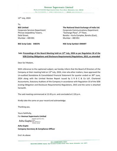 Thumbnail DMart Quarterly Report 2024-q1