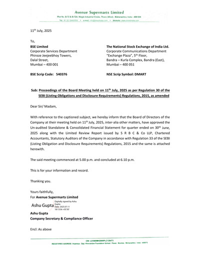 Thumbnail DMart Quarterly Report 2025-q1