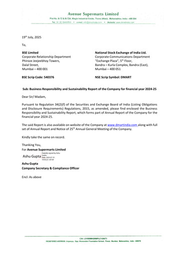 Thumbnail DMart Sustainability Report 2024-2025