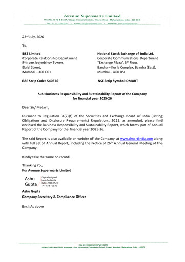 Thumbnail DMart Sustainability Report 2025-2026