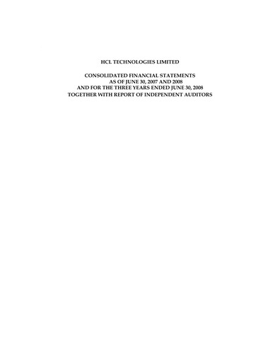 Thumbnail HCL Technologies
 Financial Statement fy2008