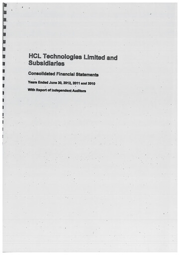 Thumbnail HCL Technologies
 Financial Statement fy2012