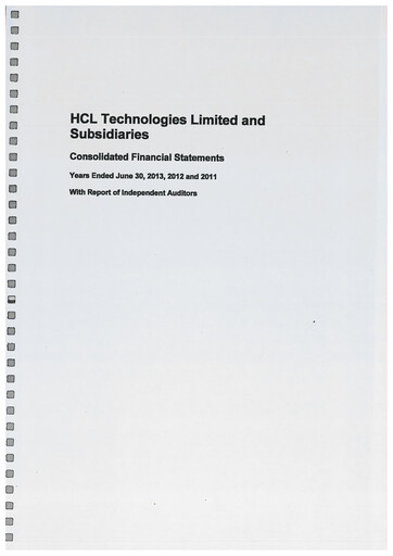 Thumbnail HCL Technologies
 Financial Statement fy2013