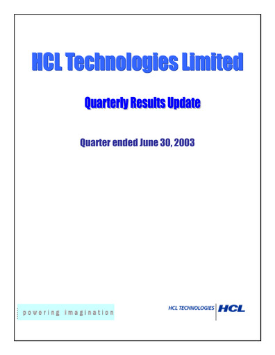 Thumbnail HCL Technologies
 Quarterly Report 2003-q4