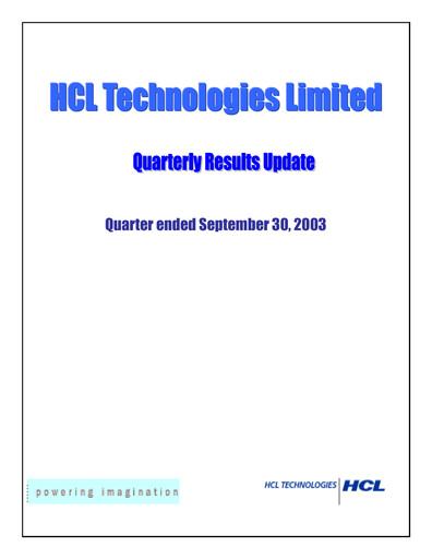 Thumbnail HCL Technologies
 Quarterly Report 2004-q1