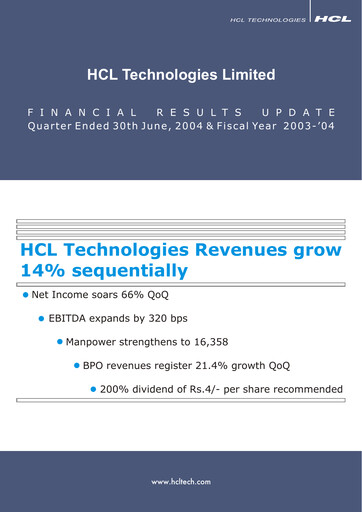 Thumbnail HCL Technologies
 Quarterly Report 2004-q4