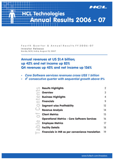 Thumbnail HCL Technologies
 Quarterly Report 2007-q4