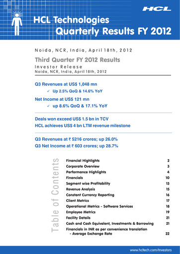 Thumbnail HCL Technologies
 Quarterly Report 2012-q4