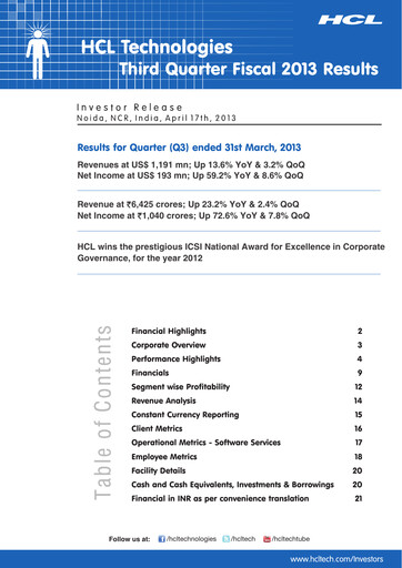 Thumbnail HCL Technologies
 Quarterly Report 2013-q4