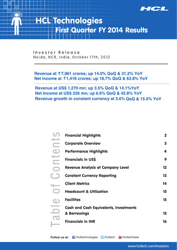 Thumbnail HCL Technologies
 Quarterly Report 2014-q2