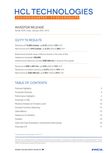 Thumbnail HCL Technologies
 Quarterly Report 2015-q3
