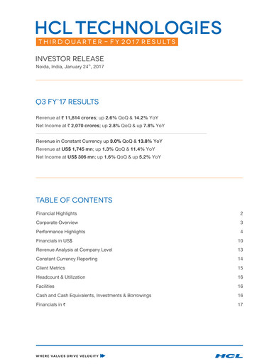 Thumbnail HCL Technologies
 Quarterly Report 2017-q3