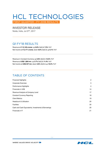 Thumbnail HCL Technologies
 Quarterly Report 2018-q1