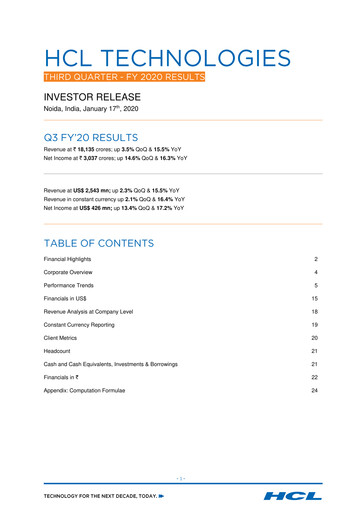 Thumbnail HCL Technologies
 Quarterly Report 2020-q3