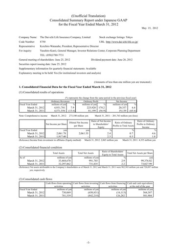 Thumbnail Dai-ichi Life Holdings
 Financial Statement fy2011
