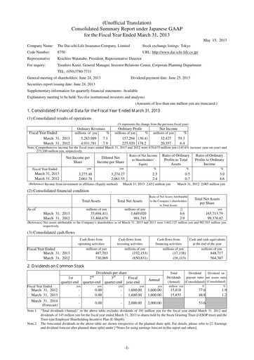 Thumbnail Dai-ichi Life Holdings
 Financial Statement fy2012