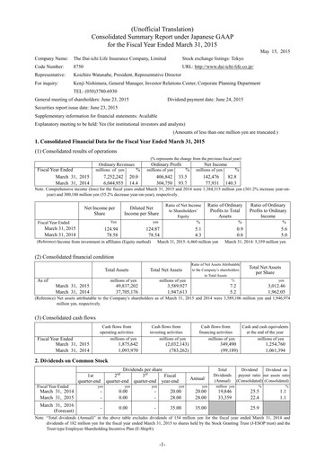 Thumbnail Dai-ichi Life Holdings
 Financial Statement fy2014