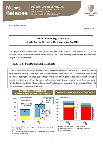 Thumbnail Dai-ichi Life Holdings
 Quarterly Report 2017-q1