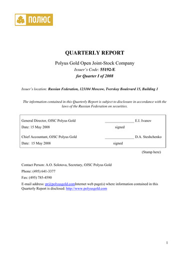Thumbnail Polyus Quarterly Report 2008-q1