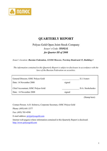 Thumbnail Polyus Quarterly Report 2008-q3