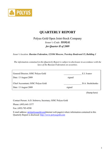Thumbnail Polyus Quarterly Report 2009-q2