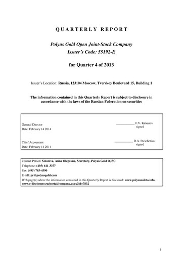Thumbnail Polyus Quarterly Report 2013-q4
