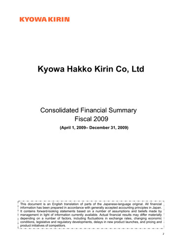 Thumbnail kyowa Kirin Financial Statement fy2009