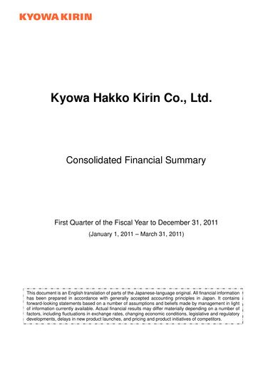 Thumbnail kyowa Kirin Quarterly Report 2011-q1