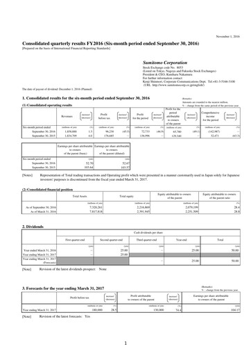 Miniature Sumitomo Rapport semestriel 2016-h1