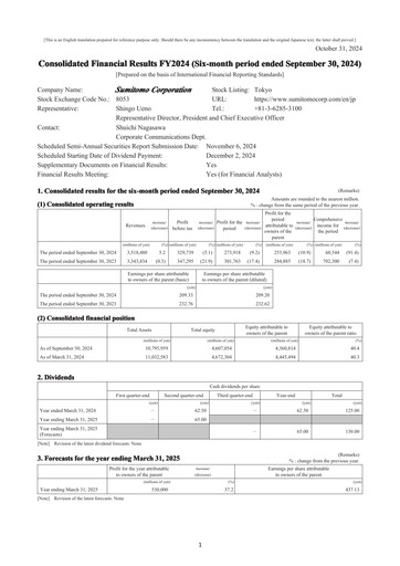Thumbnail Sumitomo Half-year Report 2024-h1